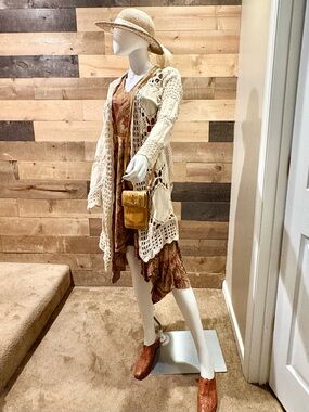 Sundance Cream Open-Weave Crochet Cardigan